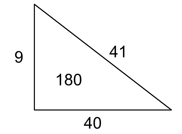 A 40, 9, 41 triangle with area 180
